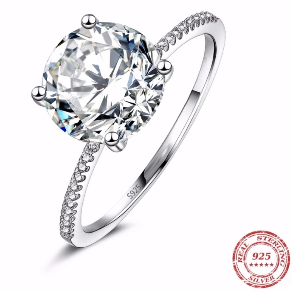 925 Sterling Silver Ring Wedding Band 5A CZ - Picture 7 of 7